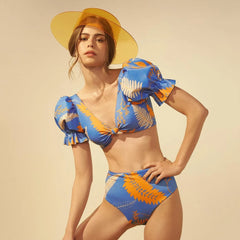 Printed Short Sleeve Bikini Set - 2023 New Arrival