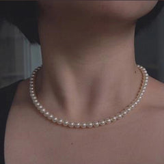 Vintage Style Simple 6MM Pearl Choker Necklace