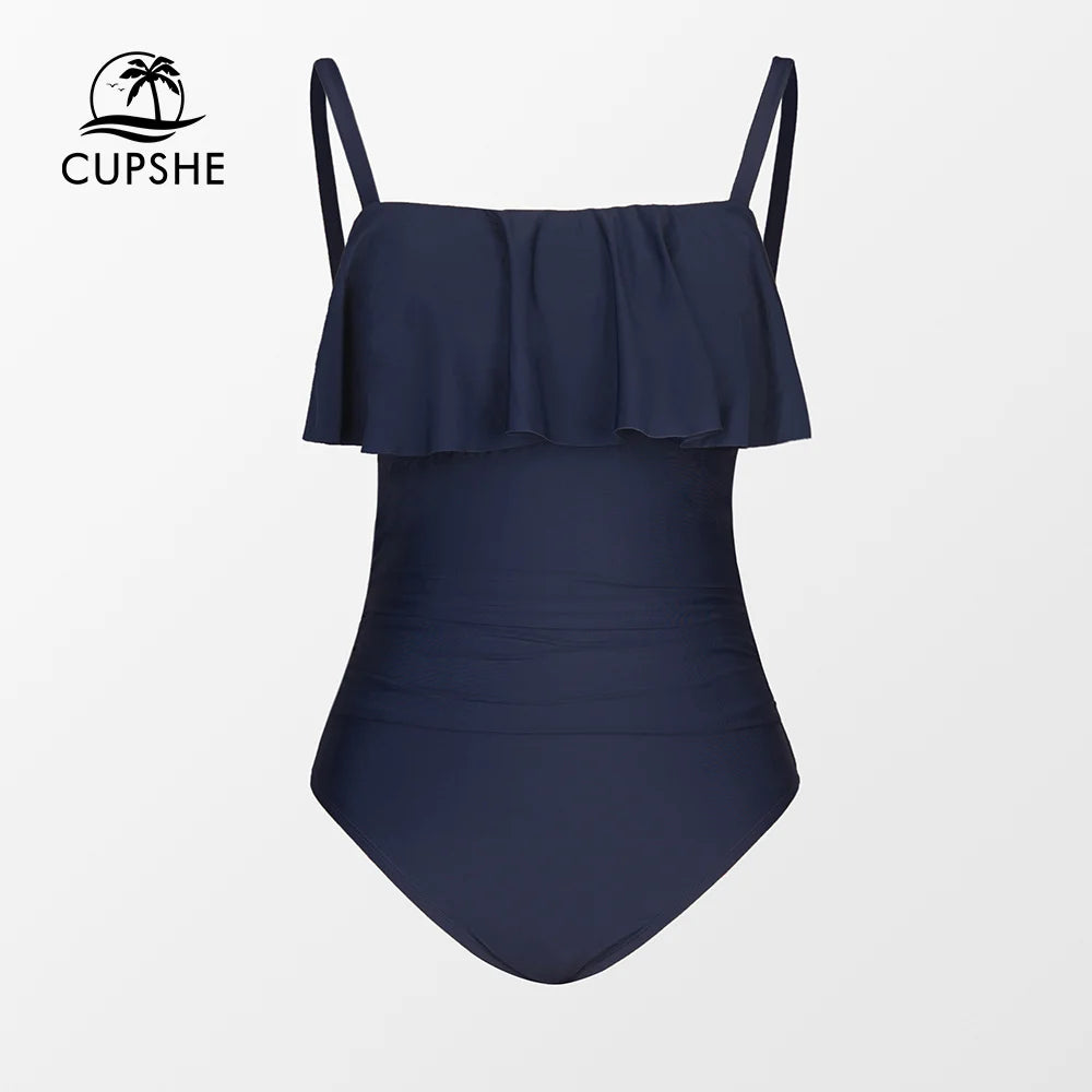 CUPSHE Plus Size Ruffled Square Neck One Piece Swimsuit