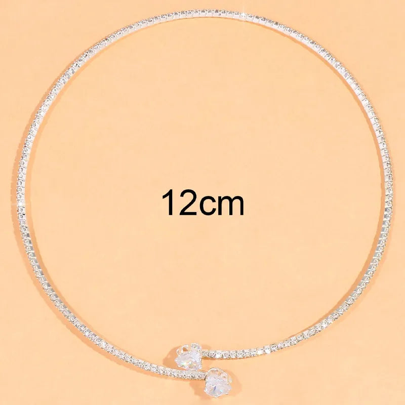 Rhinestone Heart Collar Necklace for Women
