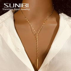 SUNIBI Fashion Stainless Steel Infinity Cross Necklace for Women