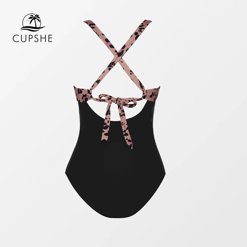 CUPSHE Leopard Back Tie One-Piece Swimsuit