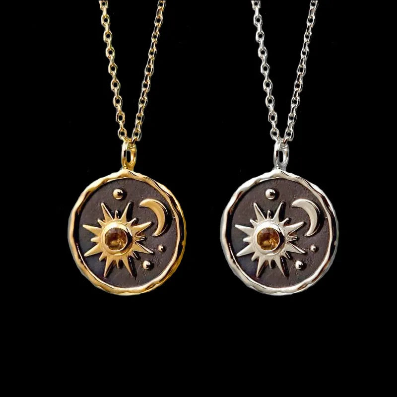Vintage Earrings Necklace Set Women Sun Moon Necklace Jewelry Engagement
