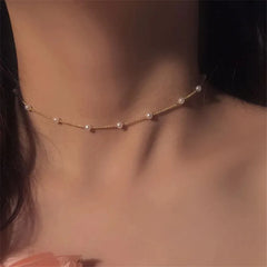Kpop Pearl Necklace New Beads Women's Neck Chain