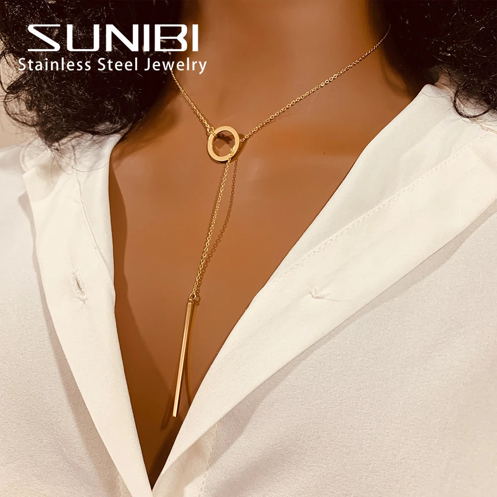 SUNIBI Fashion Stainless Steel Infinity Cross Necklace for Women