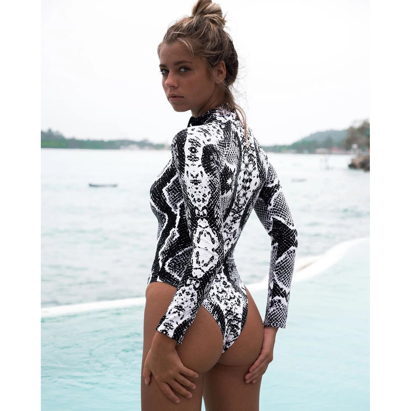2023 New Print Long Sleeve One Piece Swimsuit