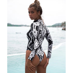 2023 New Print Long Sleeve One Piece Swimsuit