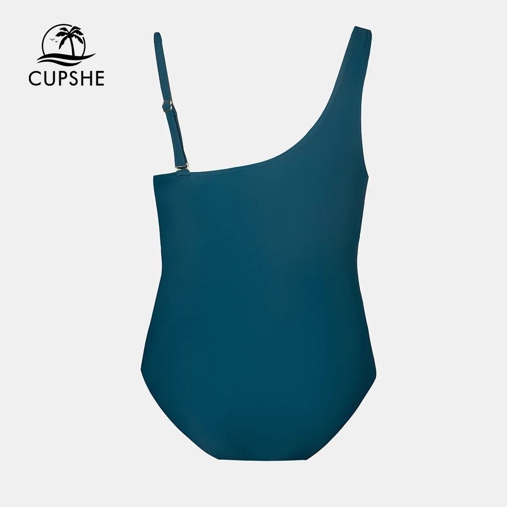 CUPSHE Plus Size Mesh One Shoulder One Piece Swimsuit